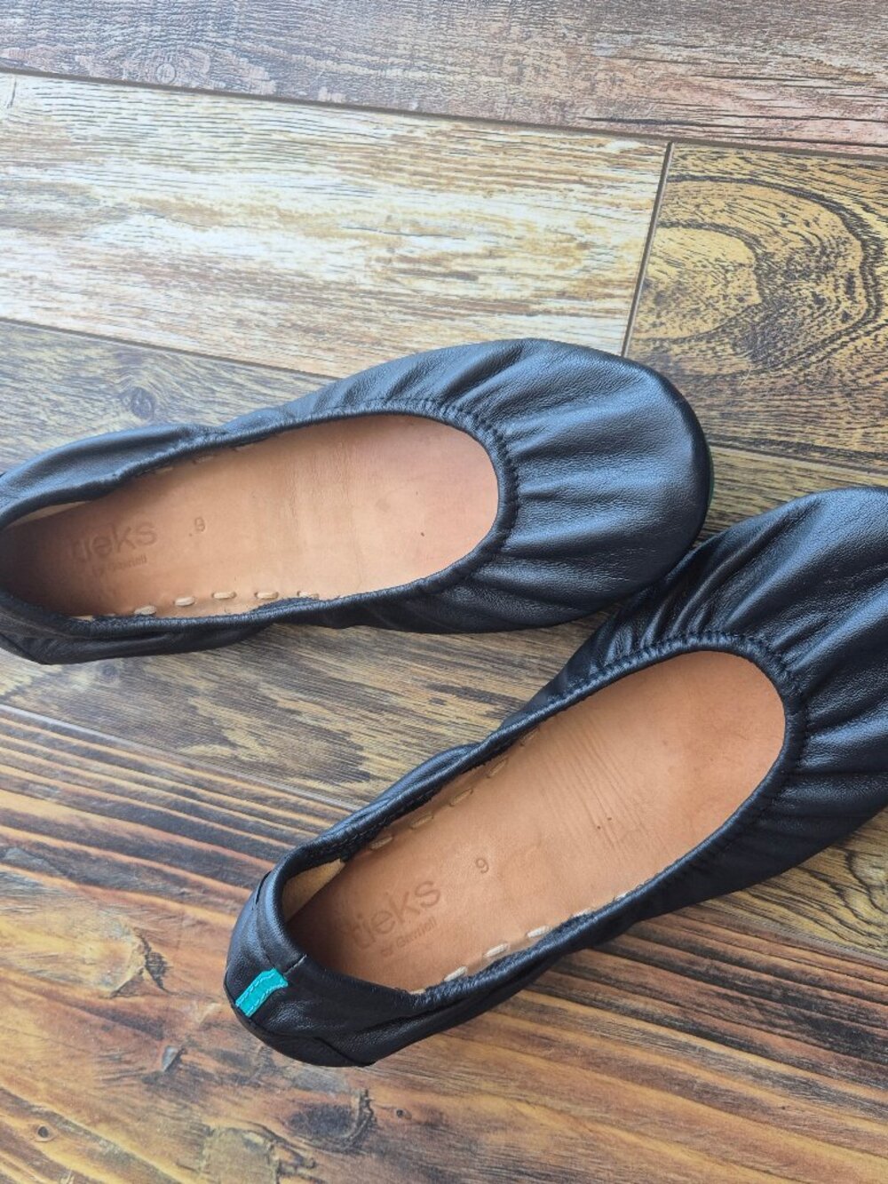 Tieks by Gavrieli Black Leather Ballet Flats Slip-On Comfort Flexible - Picture 4 of 12
